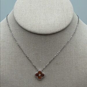 Elegant Silver and Brown Pendant Necklace